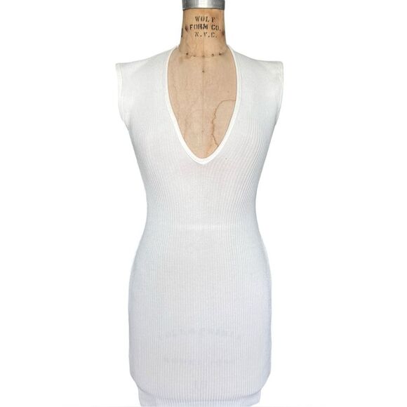 Pretty Knit White Rib-Knit Sleeveless Dress Size S - Picture 1 of 6